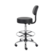 Scranton & Co Vinyl Mid-Back Medical/Drafting Stool with Chrome Footring - Black