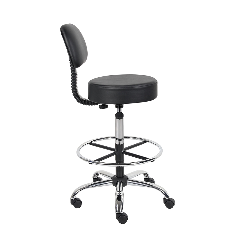Scranton & Co Vinyl Mid-Back Medical/Drafting Stool with Chrome Footring - Black