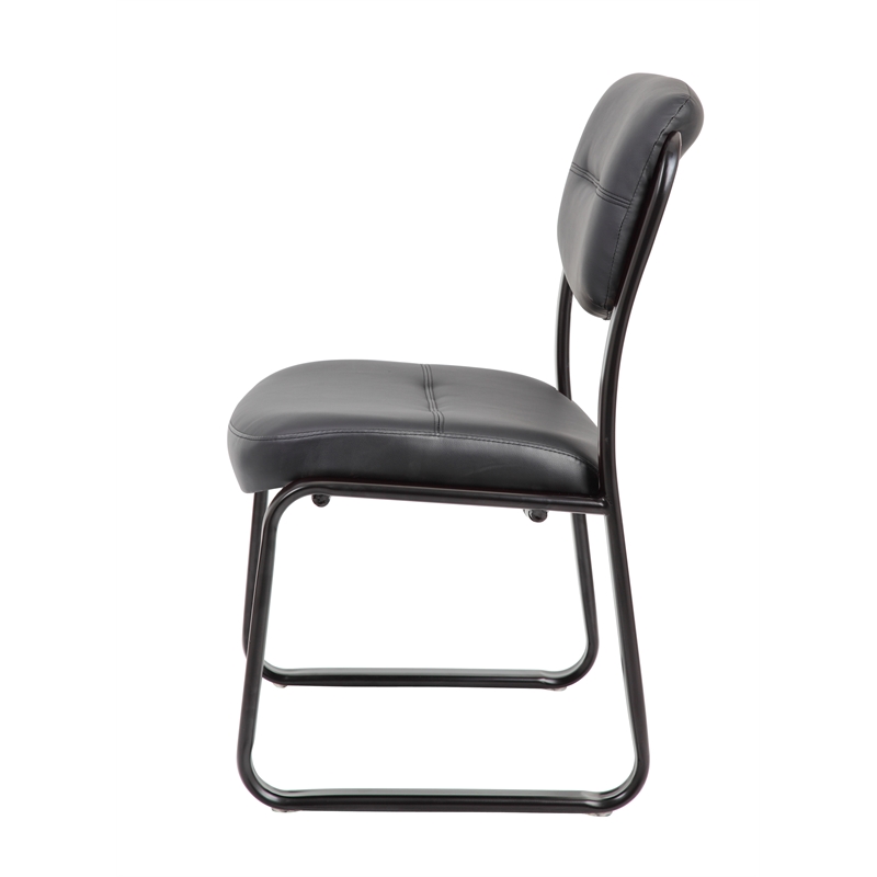 Scranton & Co LeatherPlus Guest Chair with Contoured Lumbar Support in Black