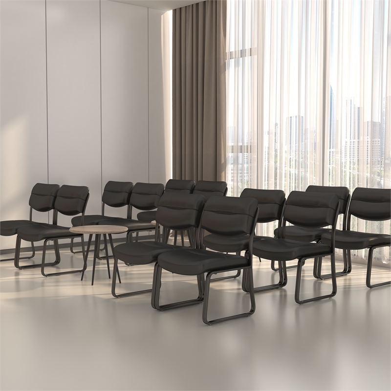 Scranton & Co LeatherPlus Guest Chair with Contoured Lumbar Support in Black