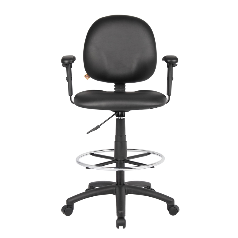 Scranton & Co Adjustable Arm Faux Leather Drafting Stool with 27