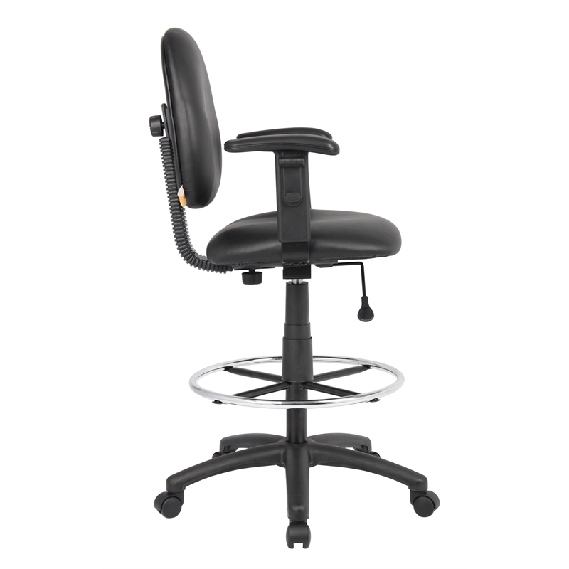 Scranton & Co Adjustable Arm Faux Leather Drafting Stool with 27