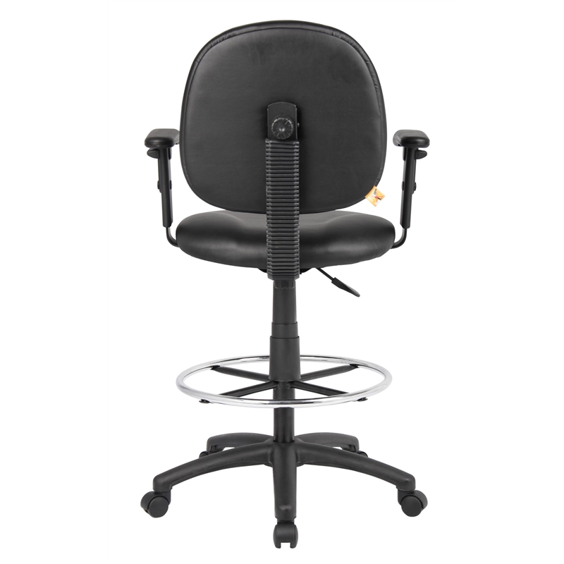 Scranton & Co Adjustable Arm Faux Leather Drafting Stool with 27
