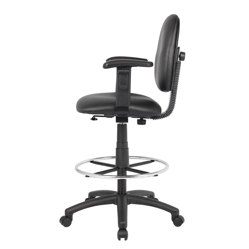 Scranton & Co Adjustable Arm Faux Leather Drafting Stool with 27