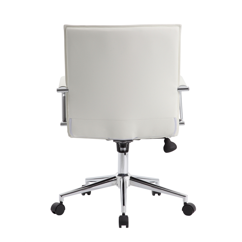 Scranton & Co Ribbed Back Vinyl Desk Chair with Chrome Arms in White