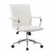 Scranton & Co Ribbed Back Vinyl Desk Chair with Chrome Arms in White
