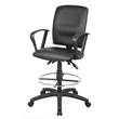Scranton & Co LeatherPlus Drafting Stool with Loop Arms and Footring in Black