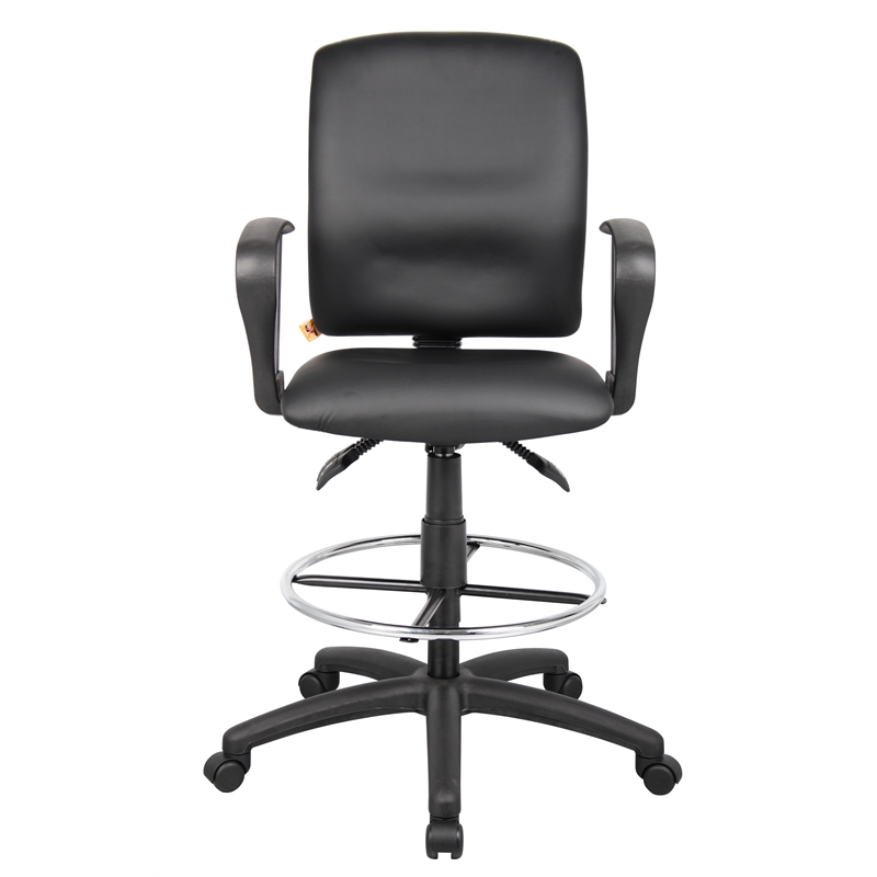 Scranton & Co LeatherPlus Drafting Stool with Loop Arms and Footring in Black