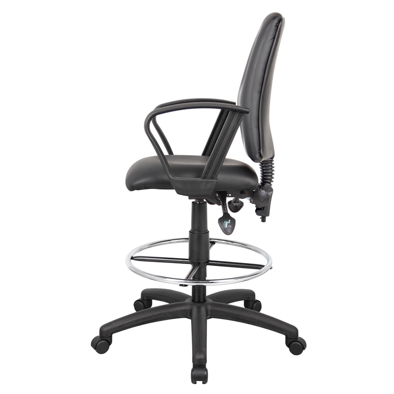 Scranton & Co LeatherPlus Drafting Stool with Loop Arms and Footring in Black