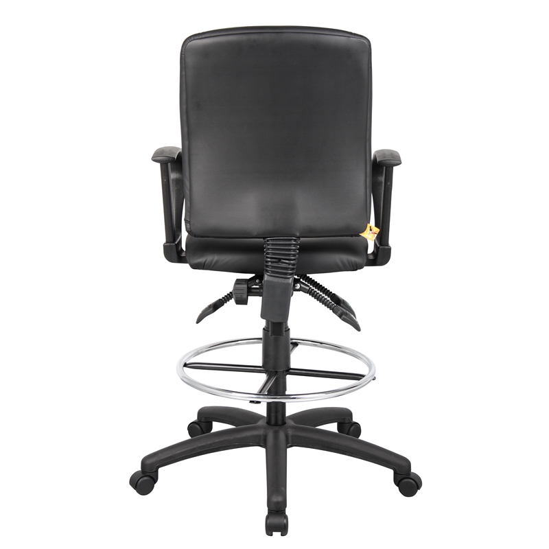 Scranton & Co LeatherPlus Drafting Stool with Loop Arms and Footring in Black