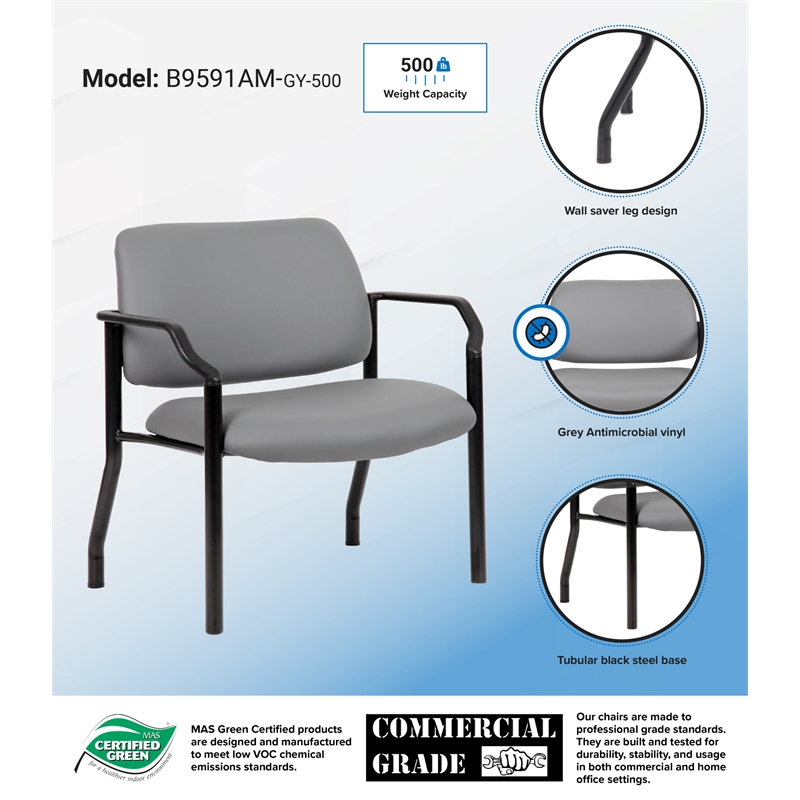Scranton & Co Steel Guest Chair with 500 lb. Weight Capacity in Gray