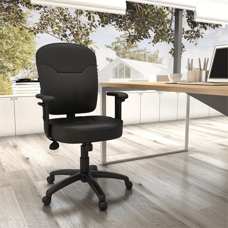 Scranton & Co Faux Leather Task Chair with Adjustable Arms in Black