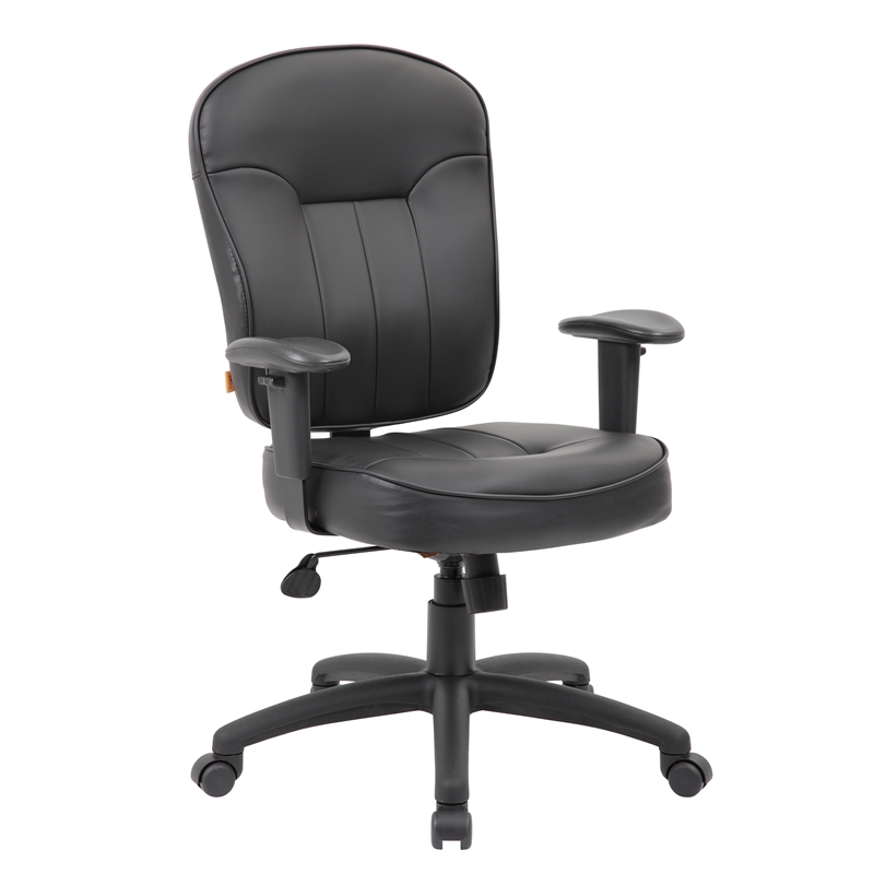 Scranton & Co Faux Leather Task Chair with Adjustable Arms in Black