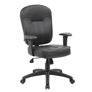 Scranton & Co Faux Leather Task Chair with Adjustable Arms in Black