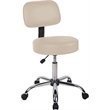 Scranton & Co Vinyl Mid-Back Medical Stool with Adjustable Back Depth in Beige