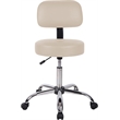Scranton & Co Vinyl Mid-Back Medical Stool with Adjustable Back Depth in Beige