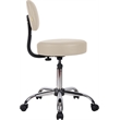 Scranton & Co Vinyl Mid-Back Medical Stool with Adjustable Back Depth in Beige