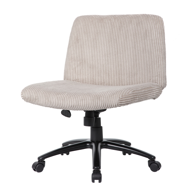 Scranton & Co Criss Cross Corduroy Desk Chair with Adjustable Height in Beige