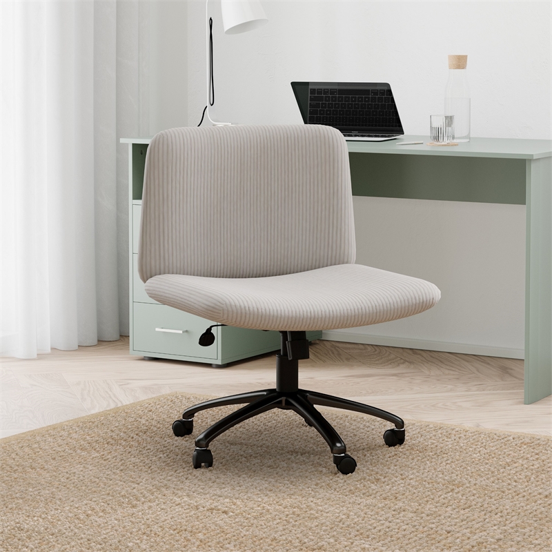 Scranton & Co Criss Cross Corduroy Desk Chair with Adjustable Height in Beige