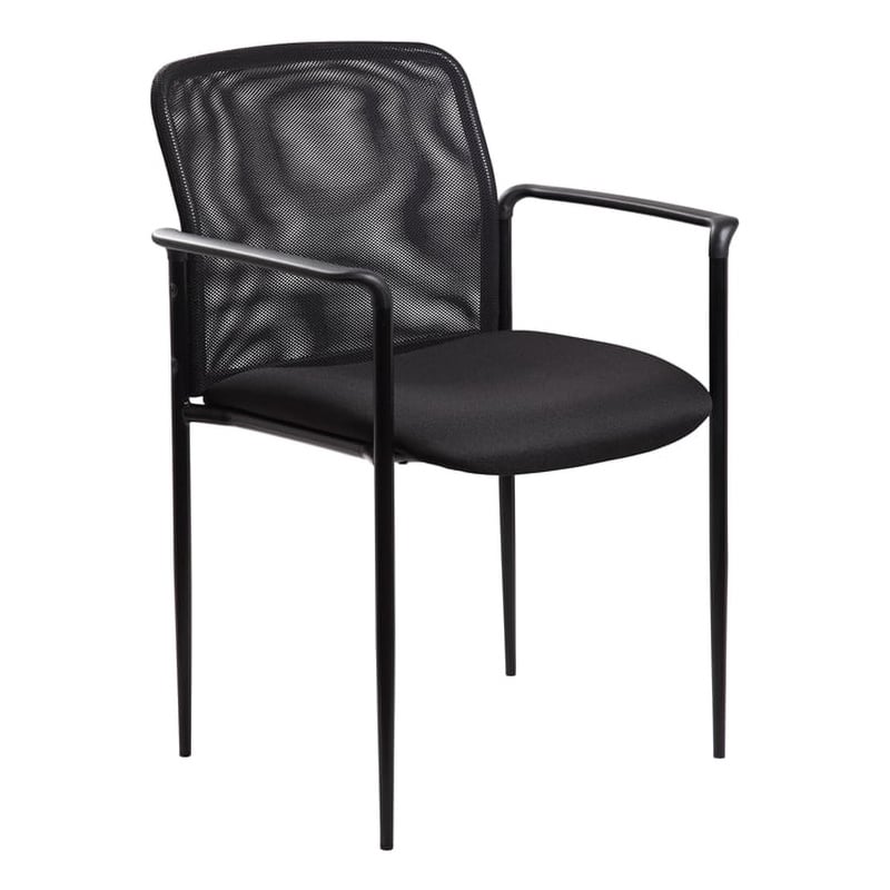 Scranton & Co Stackable Guest Chair with Tapered Legs and Arms in Black