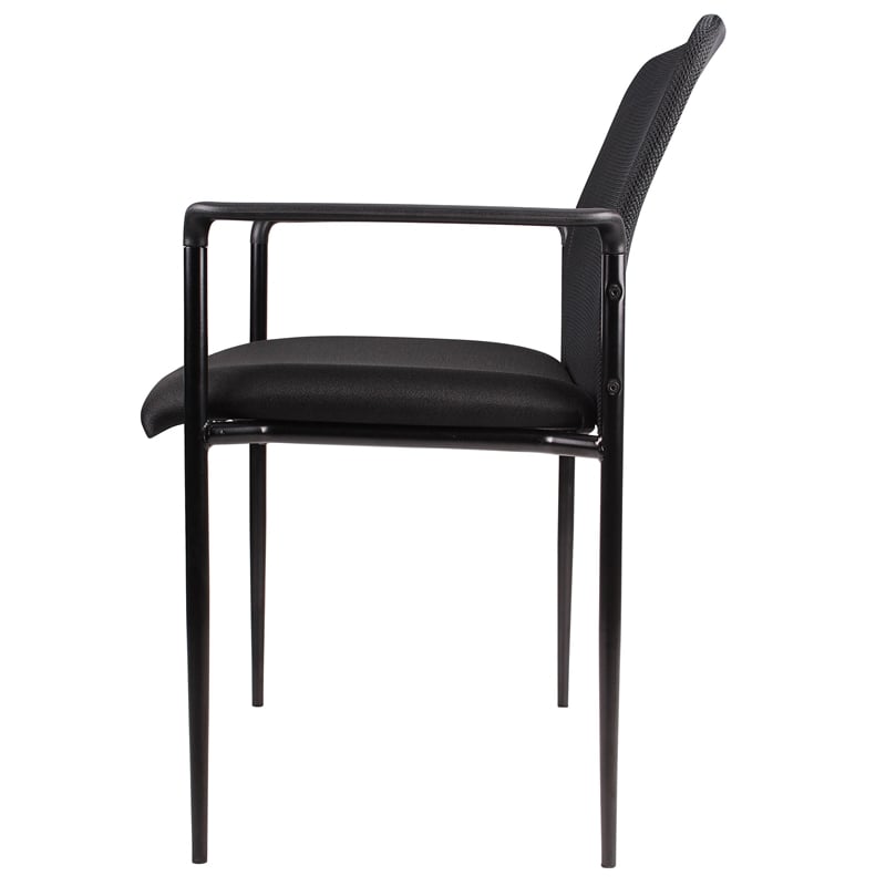 Scranton & Co Stackable Guest Chair with Tapered Legs and Arms in Black