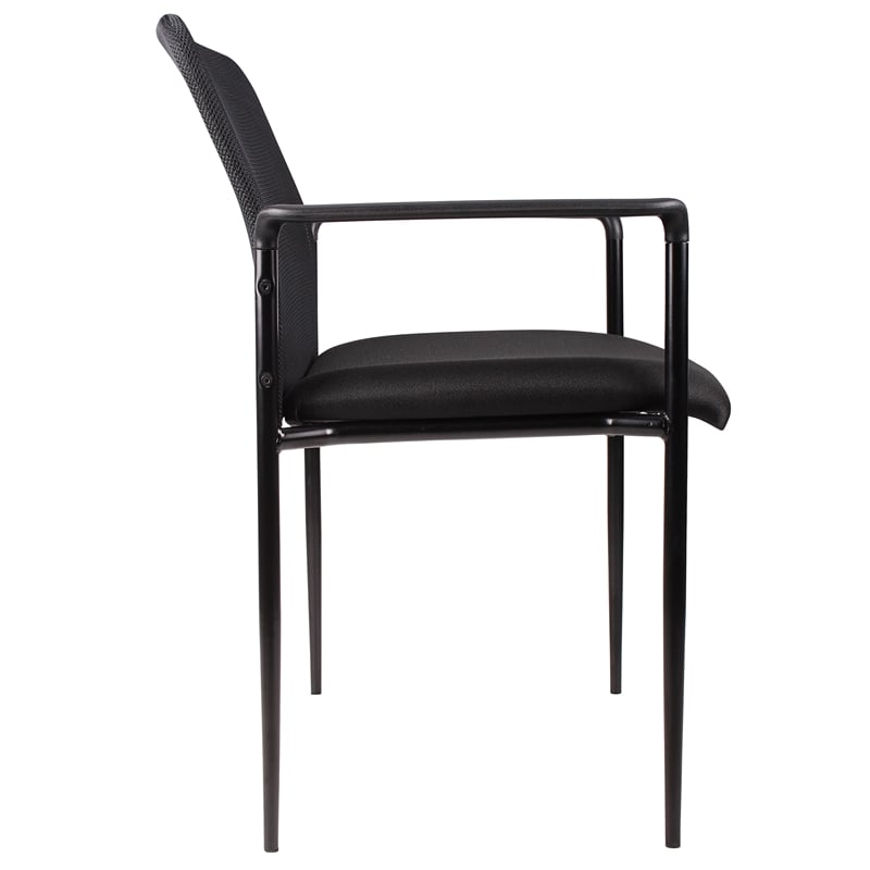 Scranton & Co Stackable Guest Chair with Tapered Legs and Arms in Black