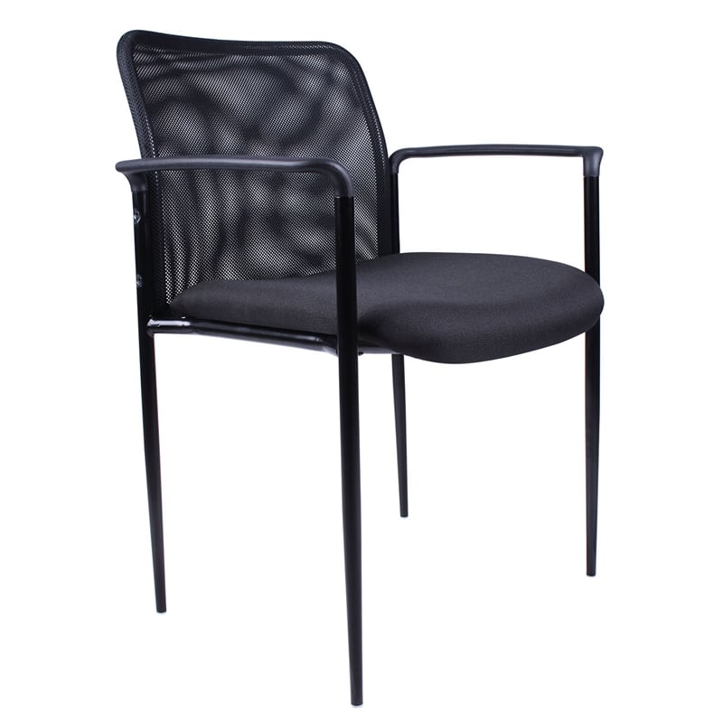 Scranton & Co Stackable Guest Chair with Tapered Legs and Arms in Black