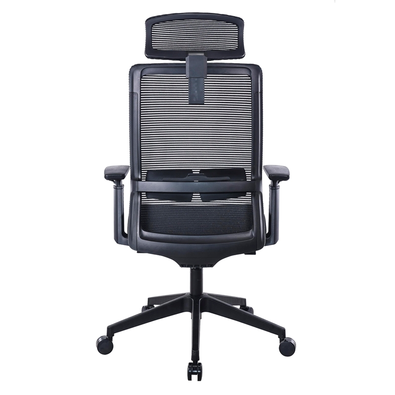 Scranton & Co Mesh Back Vinyl Task Chair with Headrest and Synchro-Tilt in Black
