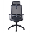 Scranton & Co Mesh Back Vinyl Task Chair with Headrest and Synchro-Tilt in Black