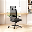 Scranton & Co Mesh Back Vinyl Task Chair with Headrest and Synchro-Tilt in Black