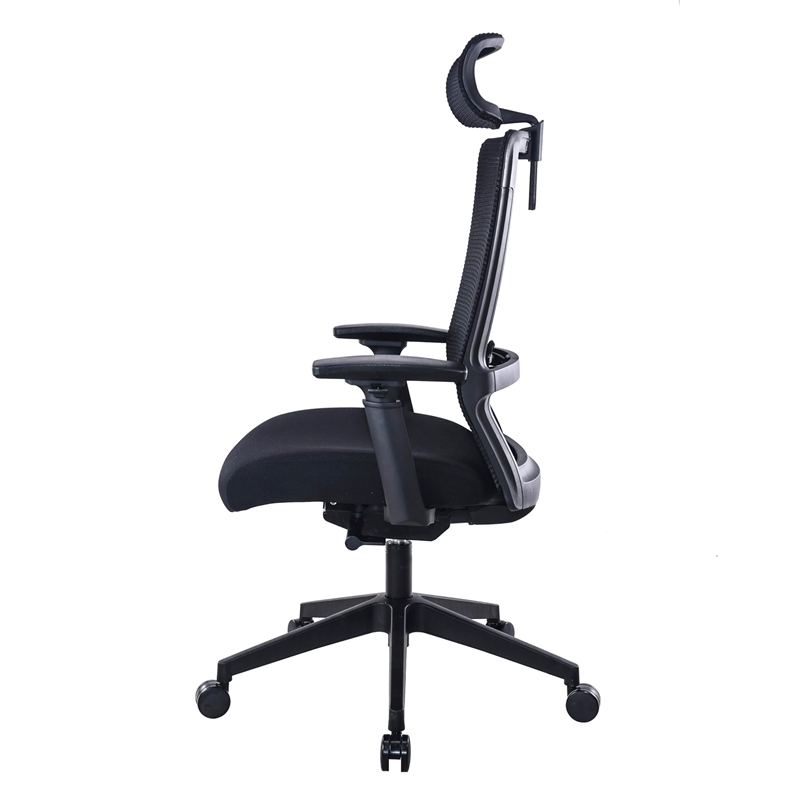 Scranton & Co Mesh Back Vinyl Task Chair with Headrest and Synchro-Tilt in Black