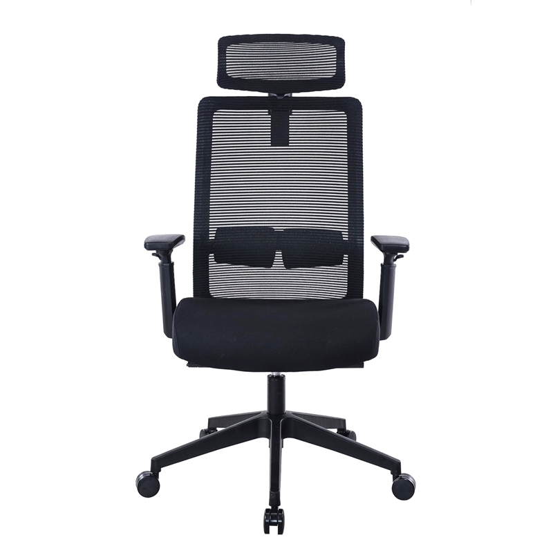 Scranton & Co Mesh Back Vinyl Task Chair with Headrest and Synchro-Tilt in Black