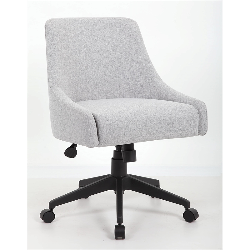 Scranton & Co Poly-Linen Guest Chair with Casters and Curved Back in Grey