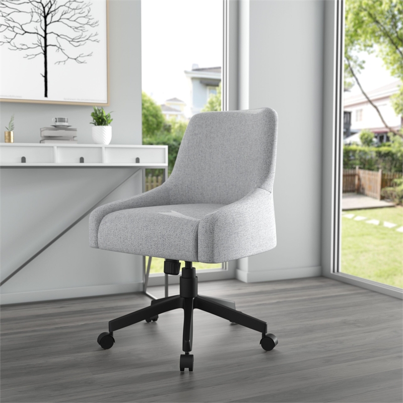 Scranton & Co Poly-Linen Guest Chair with Casters and Curved Back in Grey