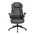 Scranton & Co High Back Flip Arm Vinyl Executive Chair in Black