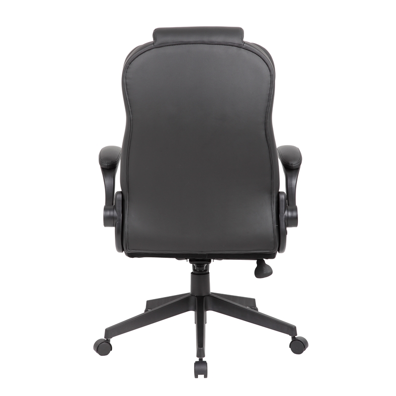 Scranton & Co High Back Flip Arm Vinyl Executive Chair in Black