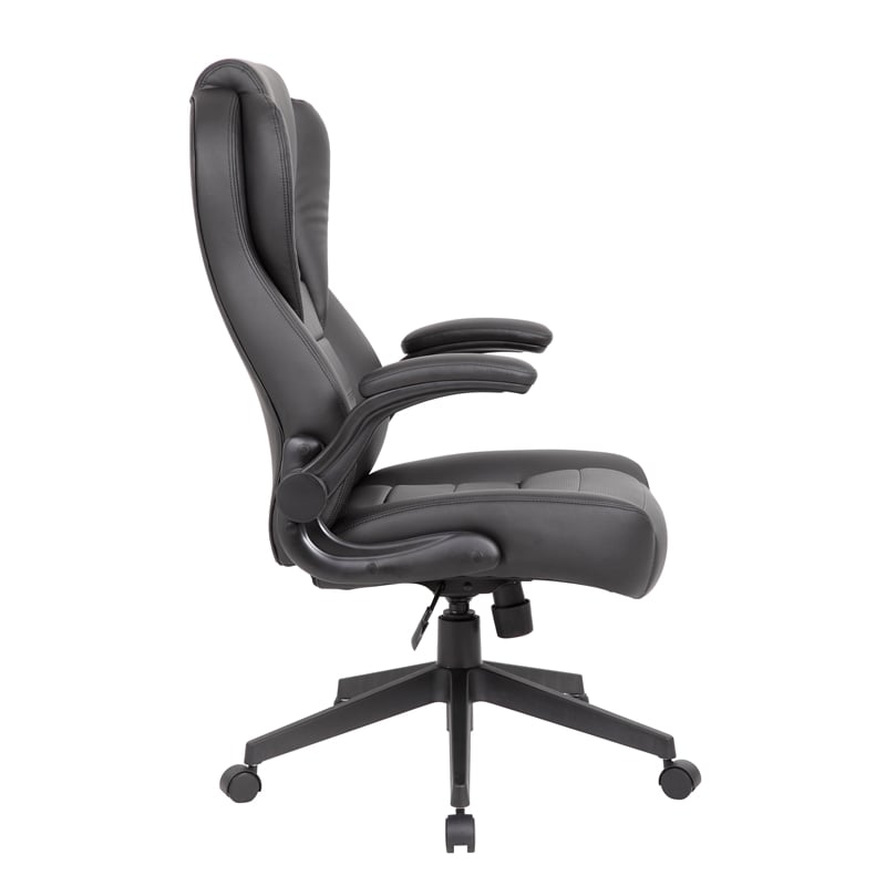 Scranton & Co High Back Flip Arm Vinyl Executive Chair in Black