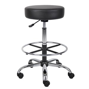 Scranton & Co Vinyl Medical/Drafting Stool with 20&quot Chrome Footring in Black
