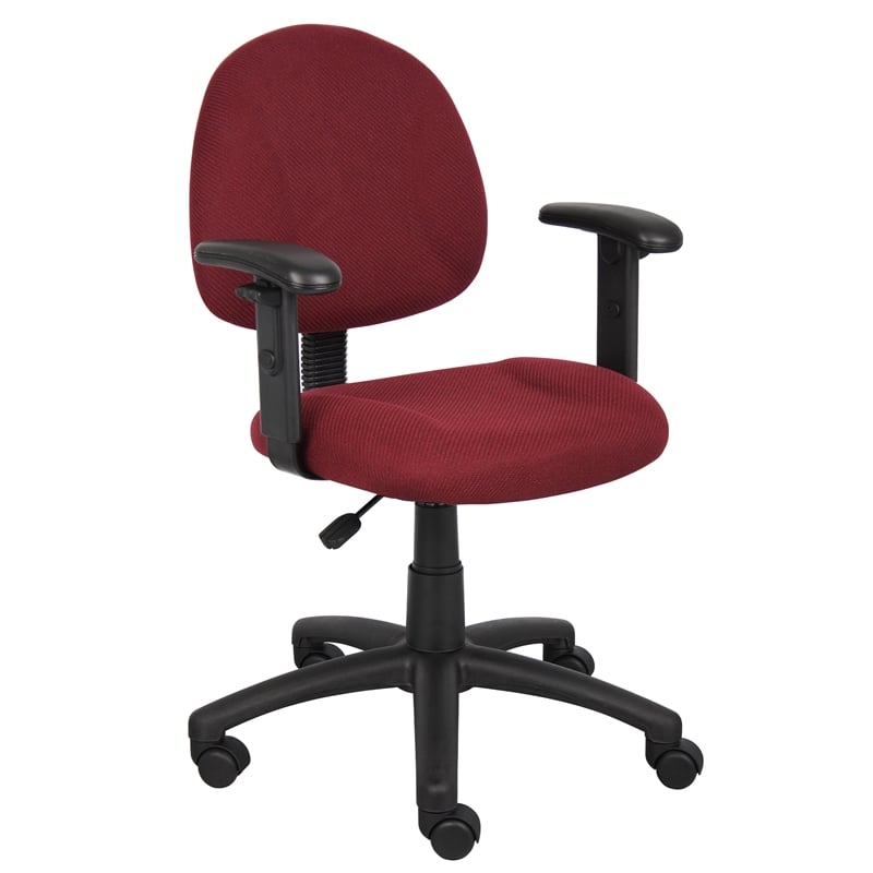 Scranton & Co Fabric Posture Office Chair with Adjustable Arms in Burgundy