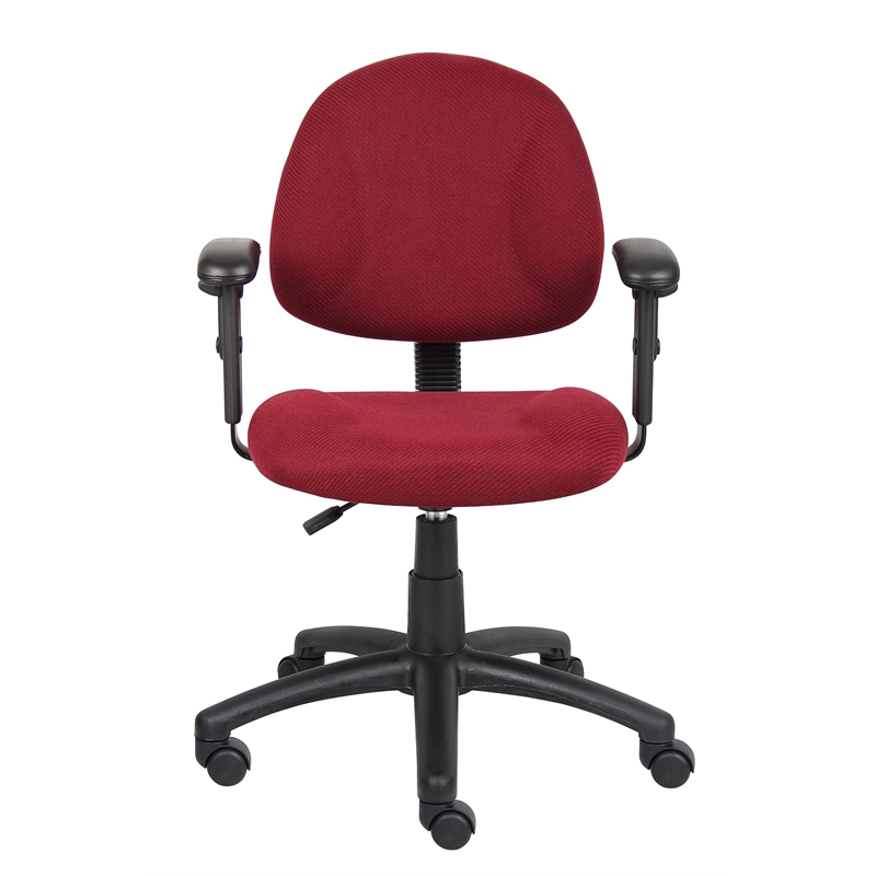 Scranton & Co Fabric Posture Office Chair with Adjustable Arms in Burgundy