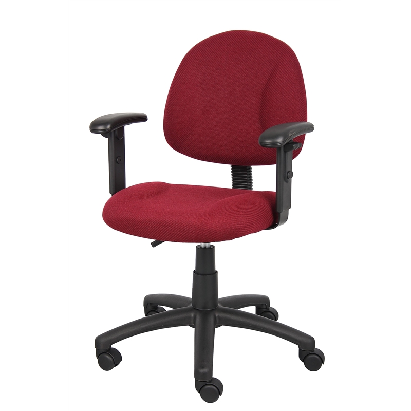 Scranton & Co Fabric Posture Office Chair with Adjustable Arms in Burgundy