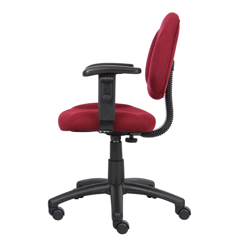 Scranton & Co Fabric Posture Office Chair with Adjustable Arms in Burgundy