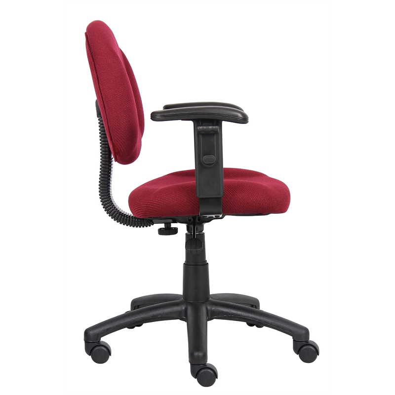 Scranton & Co Fabric Posture Office Chair with Adjustable Arms in Burgundy
