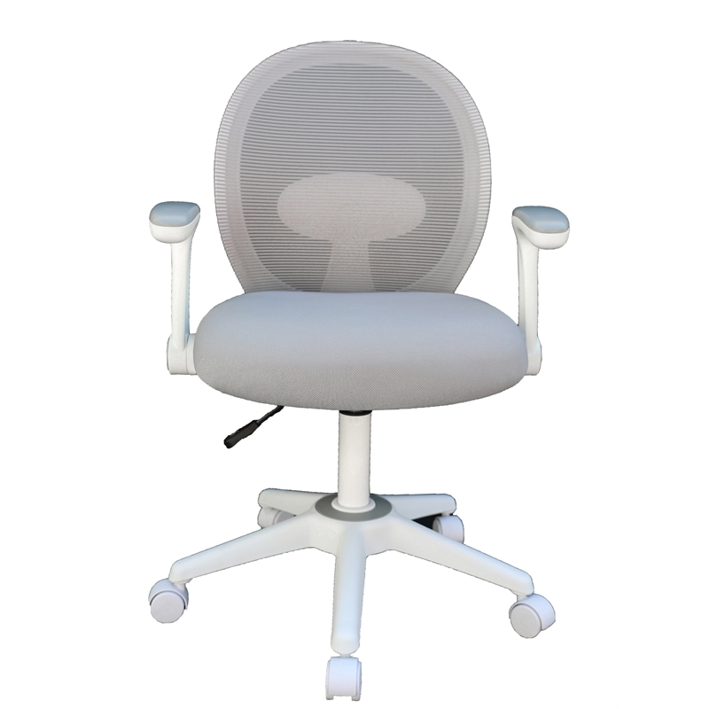 Scranton & Co Mesh Mid Back Task Chair with Flip-Up Arms in Grey/White
