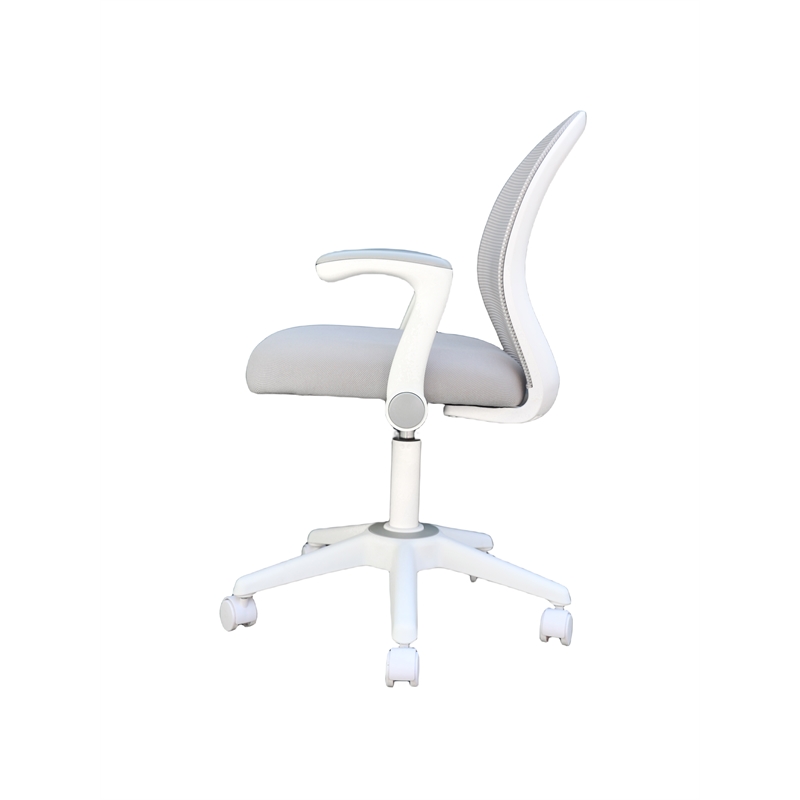 Scranton & Co Mesh Mid Back Task Chair with Flip-Up Arms in Grey/White