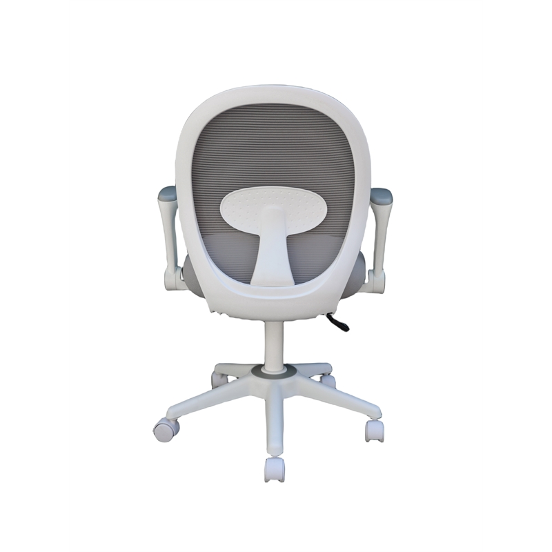 Scranton & Co Mesh Mid Back Task Chair with Flip-Up Arms in Grey/White