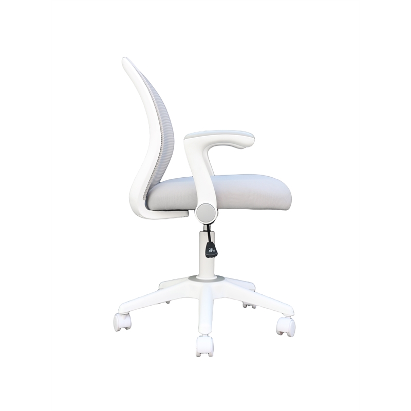 Scranton & Co Mesh Mid Back Task Chair with Flip-Up Arms in Grey/White