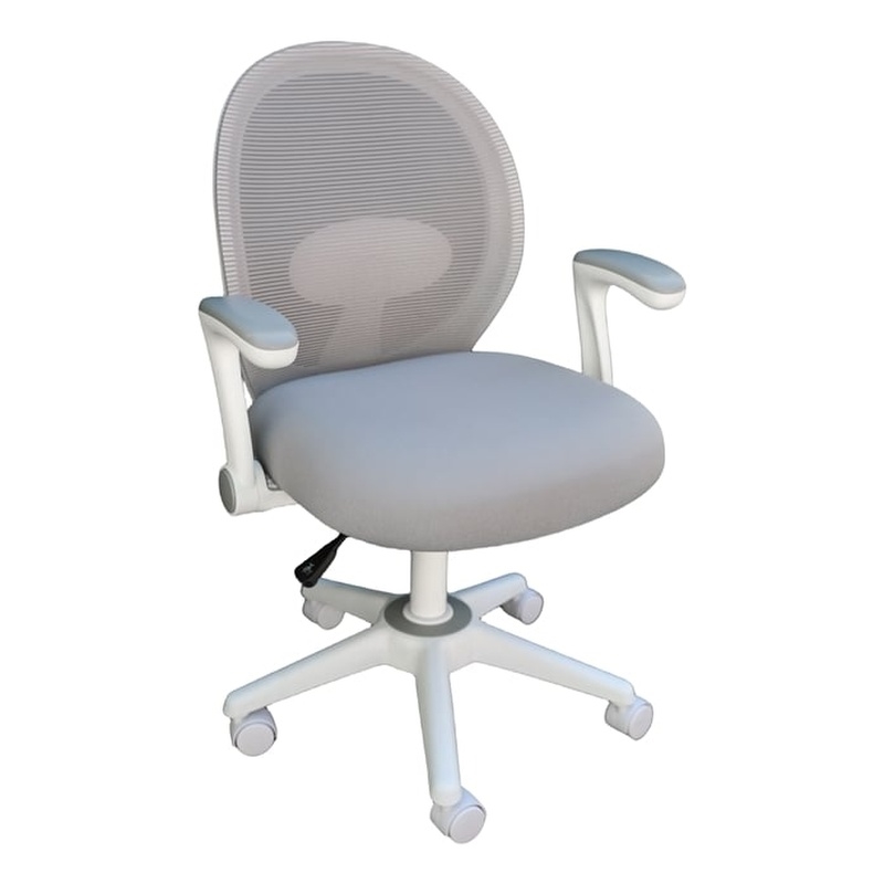 Scranton & Co Mesh Mid Back Task Chair with Flip-Up Arms in Grey/White