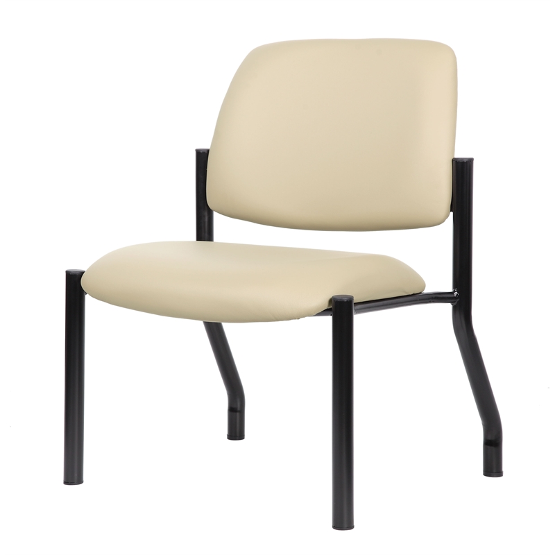 Scranton & Co Armless Vinyl Guest Side Chair with 400 lb. Capacity in Beige