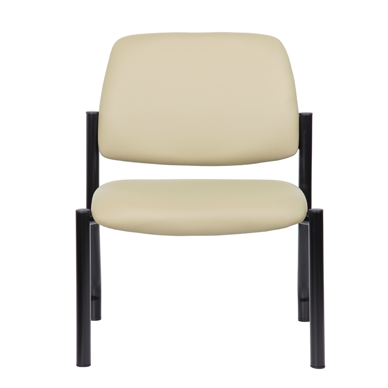 Scranton & Co Armless Vinyl Guest Side Chair with 400 lb. Capacity in Beige